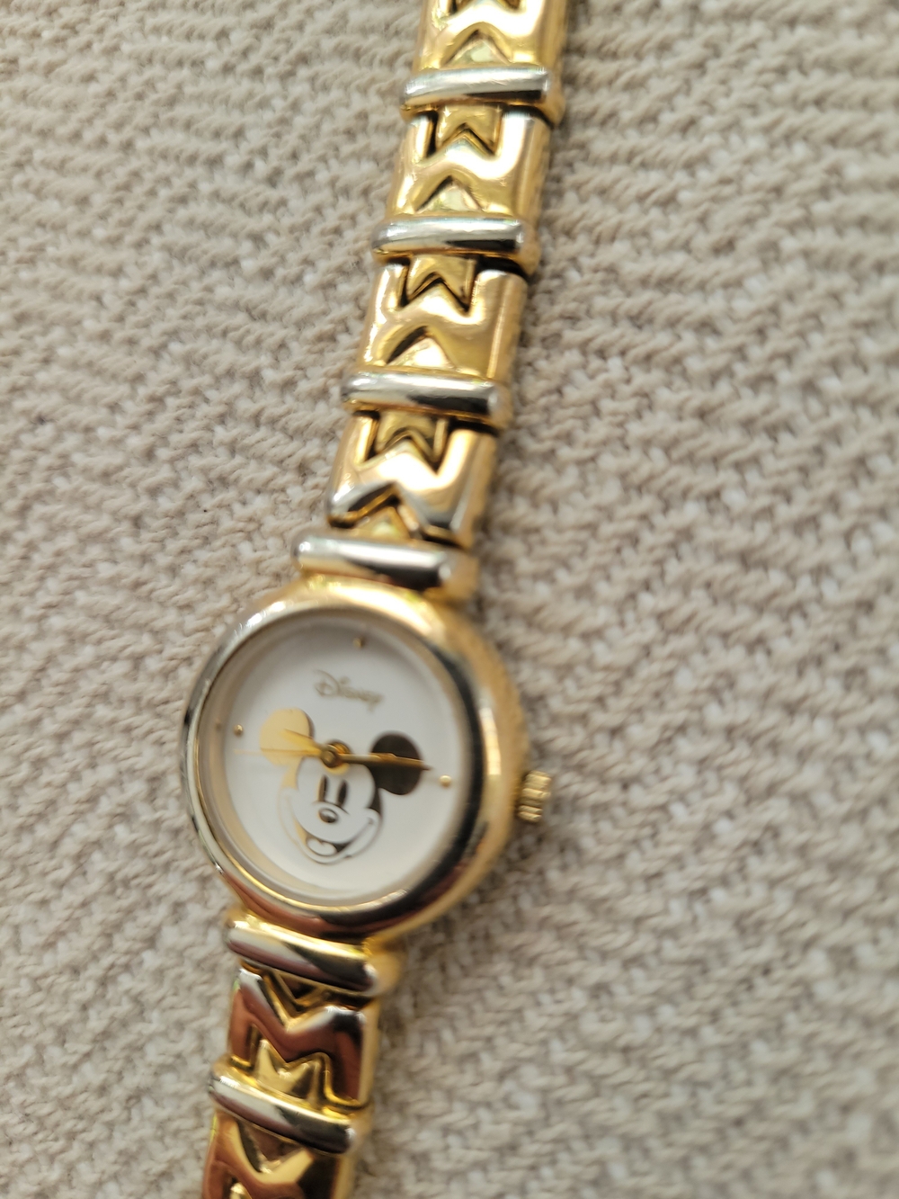 Vintage Disney Gold & Silver Mickey Mouse Bracelet Watch 1990's HTF
